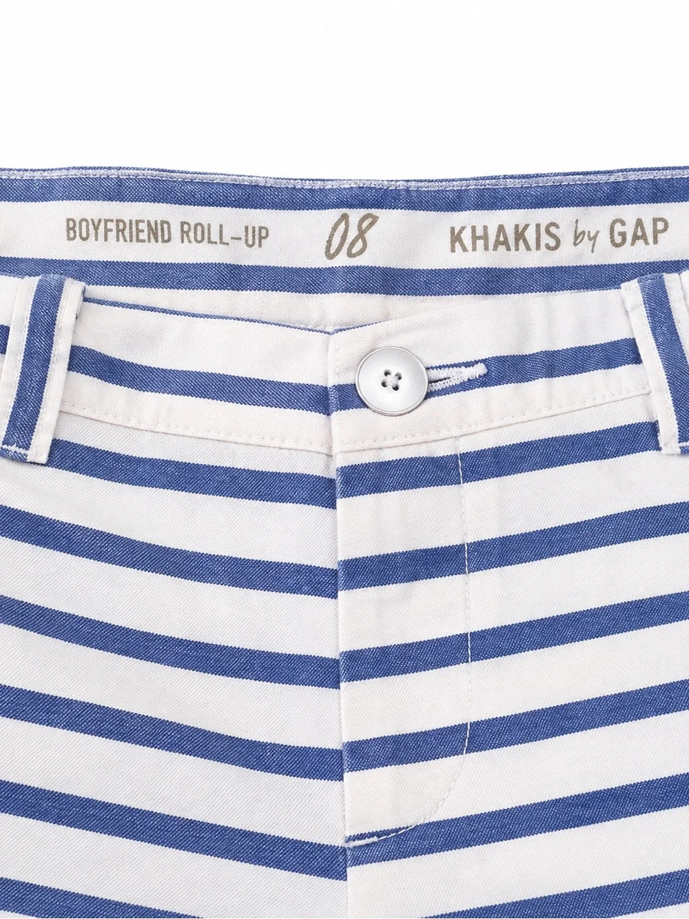 GAP White and Blue Striped Flat Front women’s Shorts